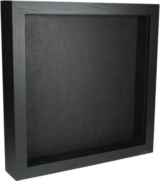 Ru Het eens zijn met het dossier Elegant zwart houten lijst 25 cm x 25 cm met zwarte achtergrond | bol.com