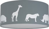Plafondlamp Roozje - Jungle dieren silhouette grijs wit - 35cm