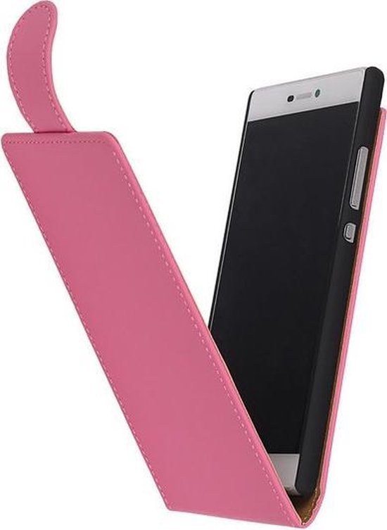 Roze Effen Classic Flipcase Hoesje Huawei P8 - Cover Case Hoes