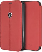 Ferrari Rood hoesje iPhone XR - Book Case - Leather cover - Leer - Met pashouder