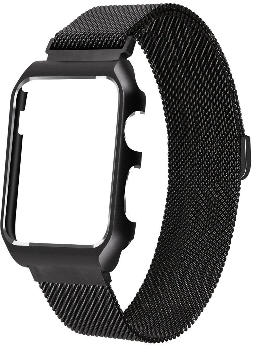 Apple Watch bandje - 38mm - zwart - Milanese Loop RVS cover