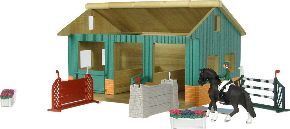bol.com | Houten Schleich paardenstal met 2 boxen, Schleich