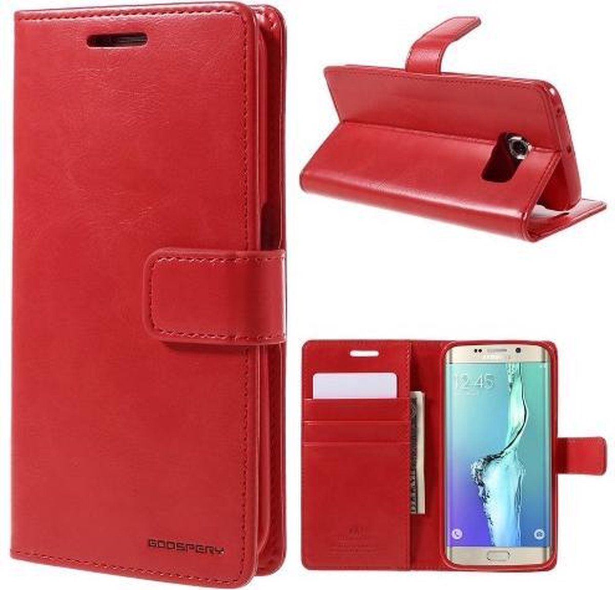 Mercury Blue Moon Wallet Case hoesje Geschikt voor: Samsung Galaxy S7 Edge rood