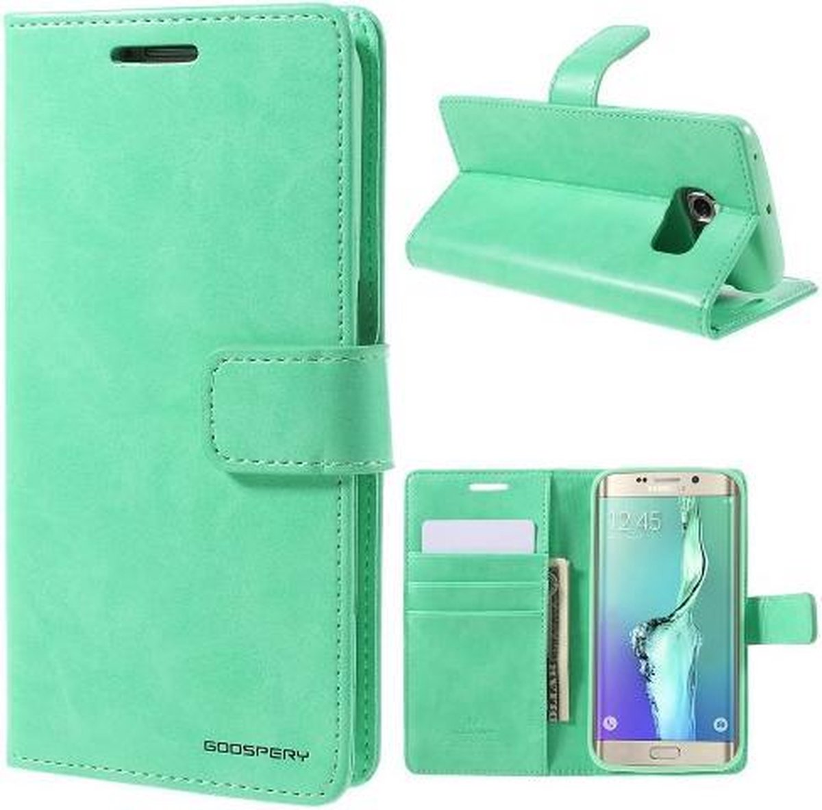 Mercury Blue Moon Wallet Case hoesje Geschikt voor: Samsung Galaxy S6 Edge Plus mint