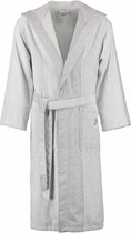 Cawö unisex badjas badstof met capuchon zilvergrijs/wit  maat S