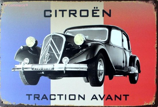 TH Commerce - Citroën Traction Avant Auto - Metalen Vintage Decoratie Wandbord - Garage - Reclamebord - Muurplaat - Retro - Wanddecoratie -Tekstbord - Nostalgie - 30 x 20 cm 0772 - TH Commerce
