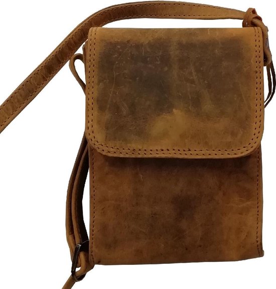 draadloze Omgaan Verloren hart Leather Design leren schoudertas met klep bruin | bol.com