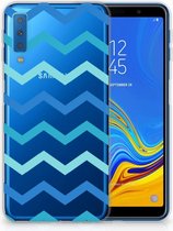 Geschikt voor Samsung Galaxy A7 (2018) TPU Hoesje Zigzag Blauw