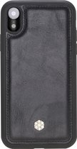 Bomonti - Coque Clevercase Apple iPhone XR noire Milan - Coque arrière en cuir faite à la main - Convient pour le chargement sans fil