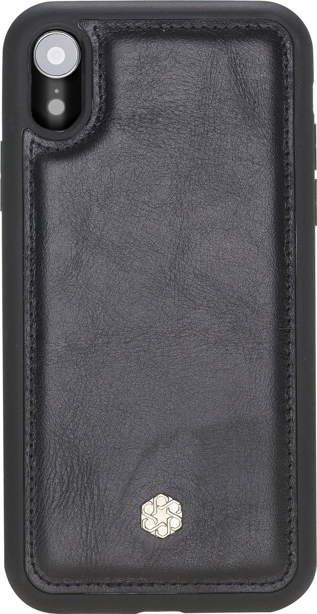 Bomonti™ - Apple iPhone XR - Clevercase telefoon hoesje - Zwart Milan - Handmade lederen back cover - Geschikt voor draadloos opladen
