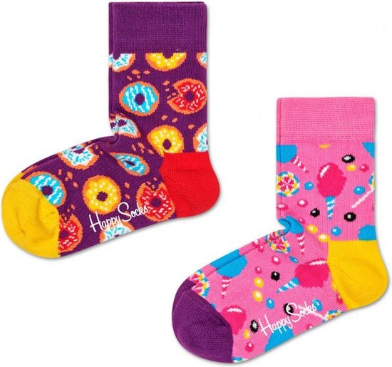 Happy Socks - Meisjes - 2-Pack Sweet Sokken - Multicolor - 2-3 JAAR |  bol.com