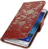 Mobielet Telefoonhoesje.nl - Coque Bloem Bookstyle Pour Samsung Galaxy J3 / J3 2016 Rouge