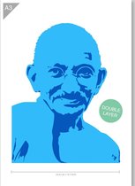 Mahatma Gandhi sjabloon - 2 lagen Kunststof A3 stencil - Kindvriendelijk sjabloon geschikt voor graffiti, airbrush, schilderen, muren, meubilair, taarten en andere doeleinden