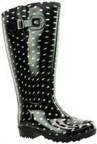 Regenlaarzen WIDE WELLIES Zwart/Wit Polka Kuitwijdte XXL (50 cm) maat 42