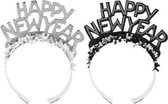 Diadeem 'Happy New Year' zwart & zilver