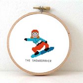 Vrouwlijke Borduurpakket snowboarder | Eenvoudig borduurpakket voor beginners | Wintervakantie souvenir maken | DIY kado voor snowboarder  | Borduurpakket inclusief borduurring, DM