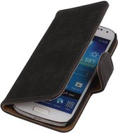 Mobieletelefoonhoesje - Samsung Galaxy S4 Mini Hoesje Hout Bookstyle Grijs