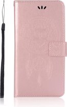 Shop4 - Xiaomi Mi A2 Hoesje - Wallet Case Dromenvanger Uil Rosé Goud