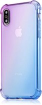 Shockproof Backcover voor Apple iPhone X | iPhone XS | Siliconen Hoesje met Versterkte Rand - Transparant | TPU Gel Soft case - Paars - Blauw