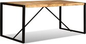 Eettafel 180 cm massief ruw mangohout (incl. vloerviltjes)