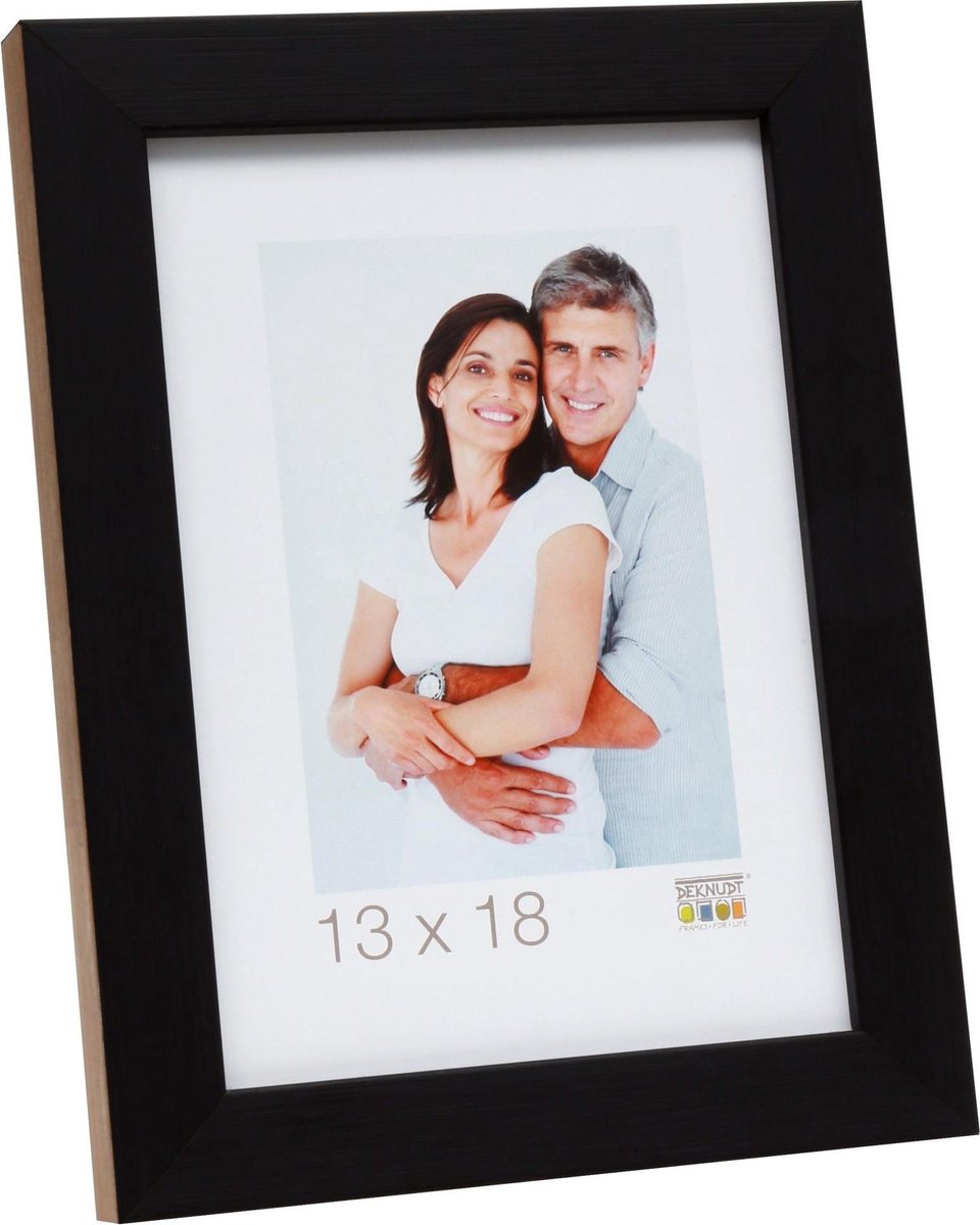 Deknudt Frames fotolijst S46JH2 - wit - houtstructuur zijkant - 20x20 zwart\bruin