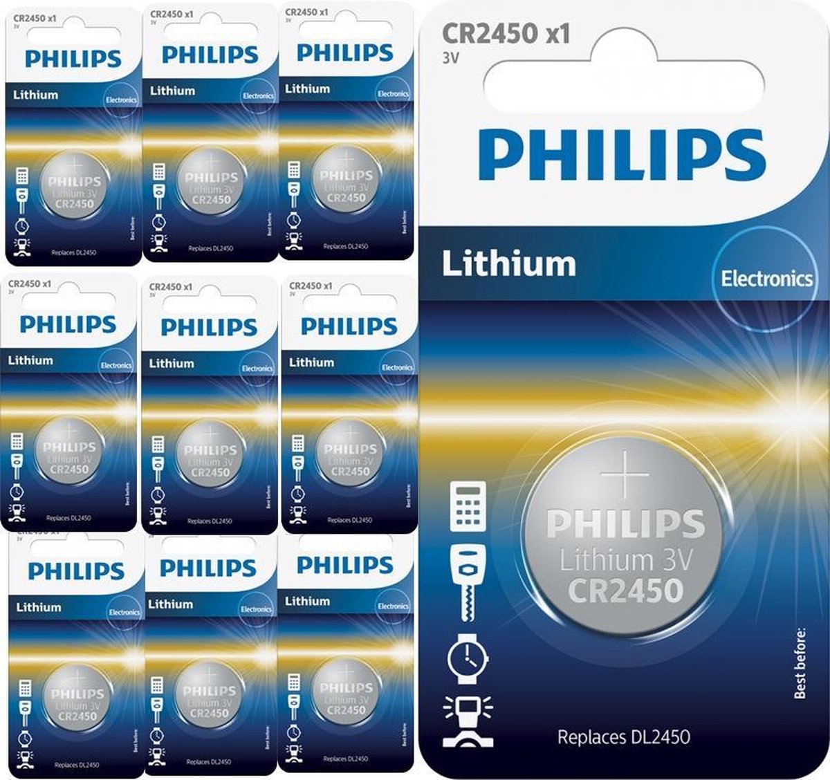 10 Stuks - Philips CR2450 3v lithium knoopcelbatterij