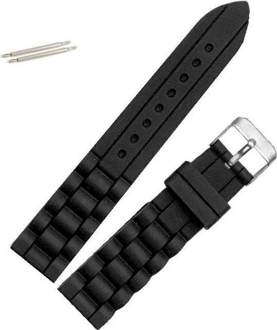 Fako® - Horlogebandje - Siliconen - 20mm - Zwart