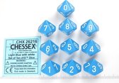 Chessex Opaque Light Blue/white D10 Dobbelsteen Set (10 stuks)