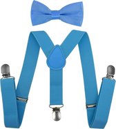 Fako Fashion® - Kinder Bretels Met Vlinderstrik - Kinderbretels - Vlinderdas - Strik - 65cm - Lichtblauw
