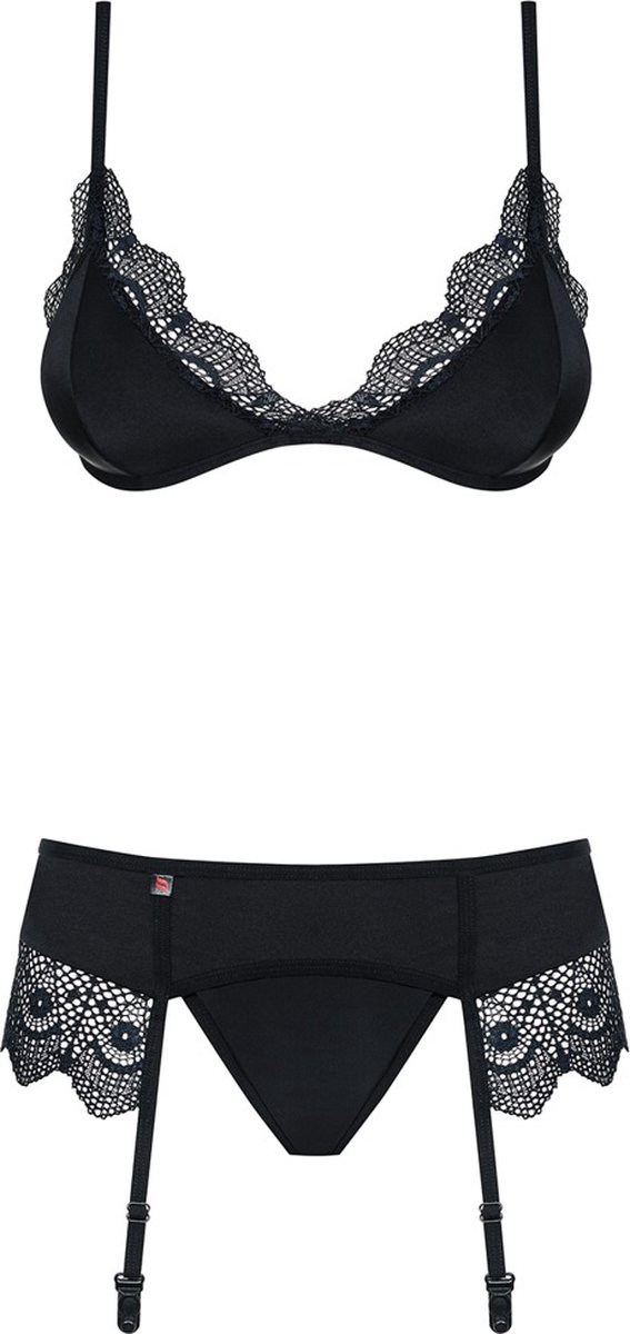 Obsessive Jarretel Lingerie Set - Erotische Lingerieset - Maat S/M - Zwart