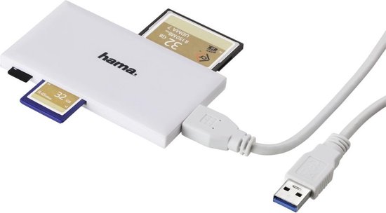 Hama USB-3.0-multi-kaartlezer - Cardreader - SD/microSD/CF - Wit - Hama