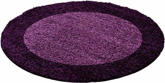 Flycarpets Candy Shaggy Vloerkleed - 120cm - Paars - Rond