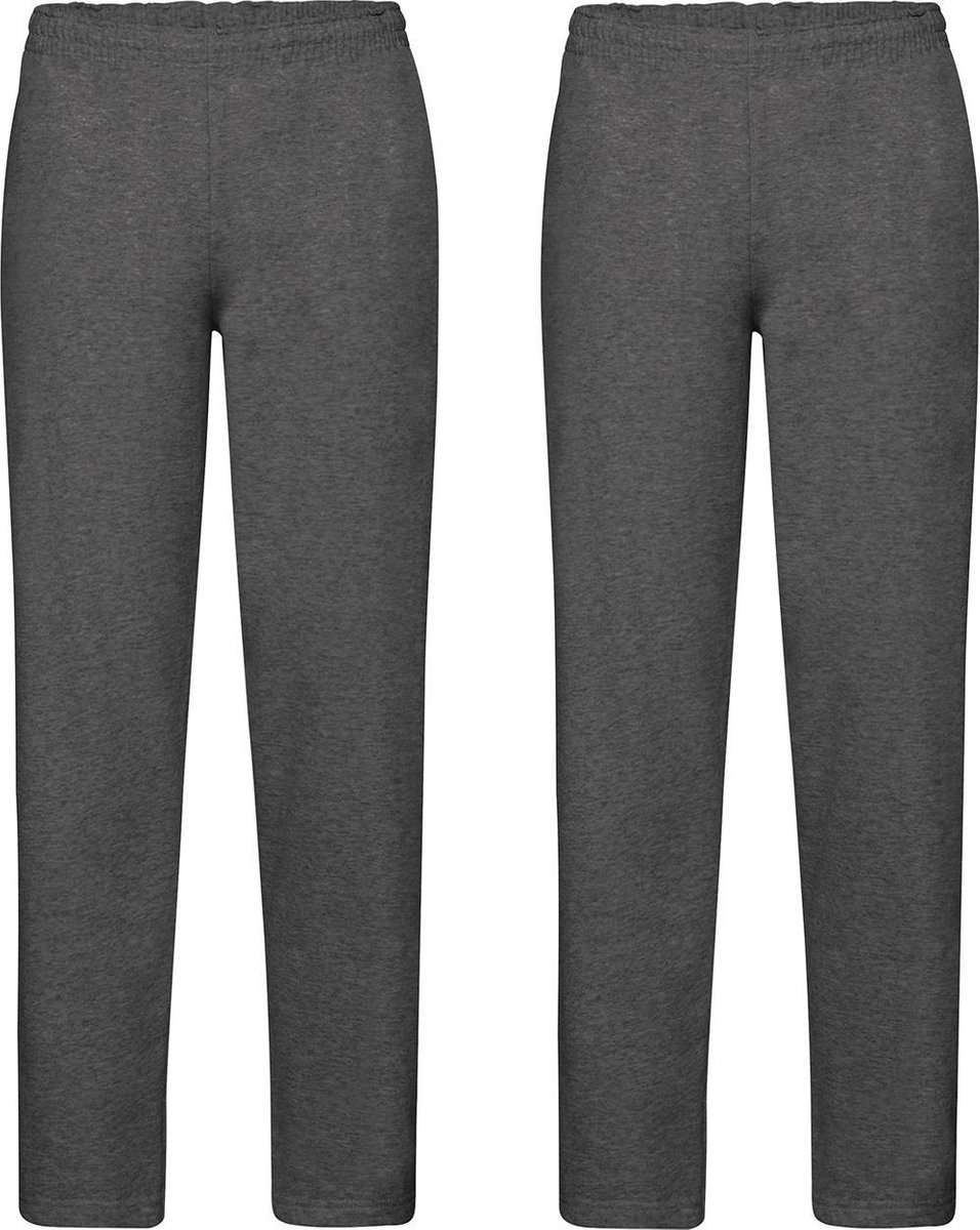 2-Pack - Fruit of the Loom Joggingbroek - (met rechte Pijp) - Donker Grijs - Maat XL