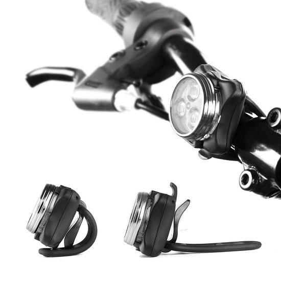 Gyon® USB Herlaadbare fietslicht set - UltraHelder Voorlicht en Achterlicht met LED verlichting 650mah Lithium batterij - Waterbestendig Inclusief riem en USB kabel — afbeelding 4