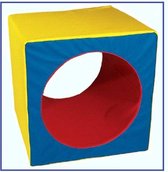 Vierkant kubus met tunnel 50x50x50 cm - Speel, Bouw & Zit schuim blokken / kussens / elementen / foam