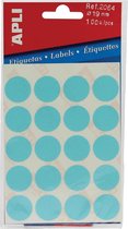 Étiquettes rondes Apli en pochette diamètre 19 mm, bleu, 100 pièces, 20 par feuille (2064)