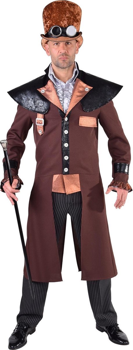 Stoer Steampunk kostuum voor heren - maat M -mantel in bruin, zwart en  brons +... | bol.com