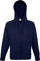 Fruit of the Loom hoodie vest met rits lichtgewicht maat XL (marineblauw)