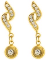 Behave® Dames oorbellen hangers goud-kleur met steentjes 3cm