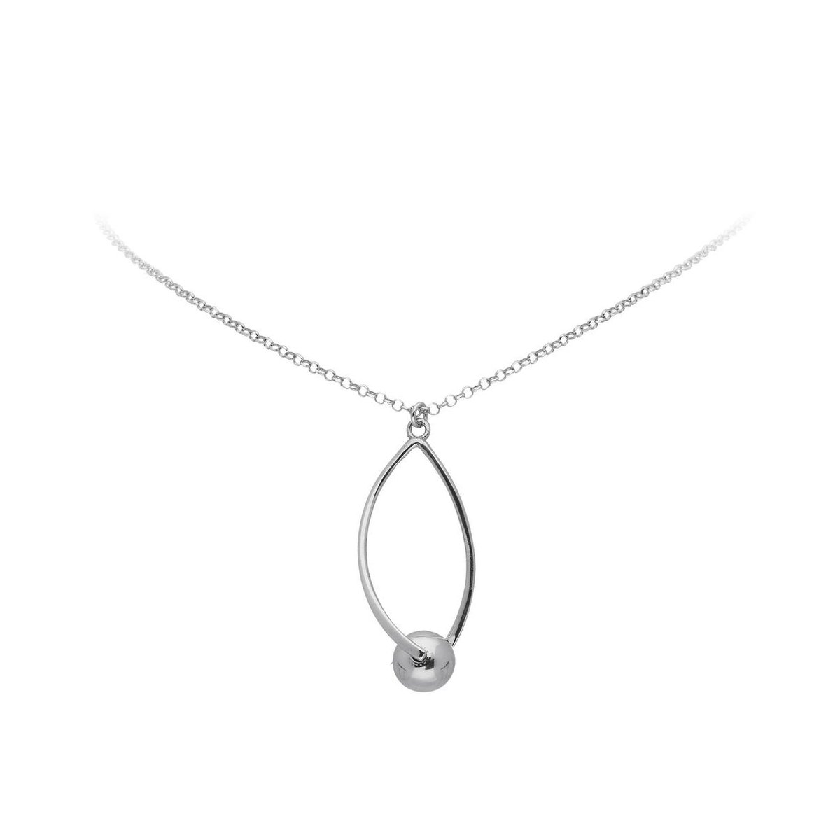 Classics&More ketting - zilver gerodineerd - jasseronschakel - bal - ellips - 45 cm