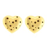 Behave® Dames oorknoppen hart goud-kleur met sterren 2cm