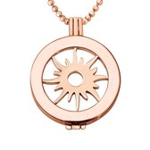 Quiges - Munthouder met Ketting en Munt 33mm Zon - Rosegoudkleurig - ERHS917