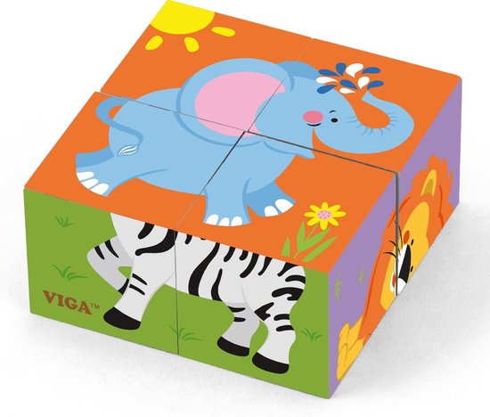 Foto: Viga toys vormenpuzzel blokken safari