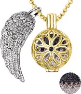 Quiges Engelenroeper 18mm Bolhouder met Ketting 90cm en Bolletje - Dames - Goudkleurig Bloem - EBS18157