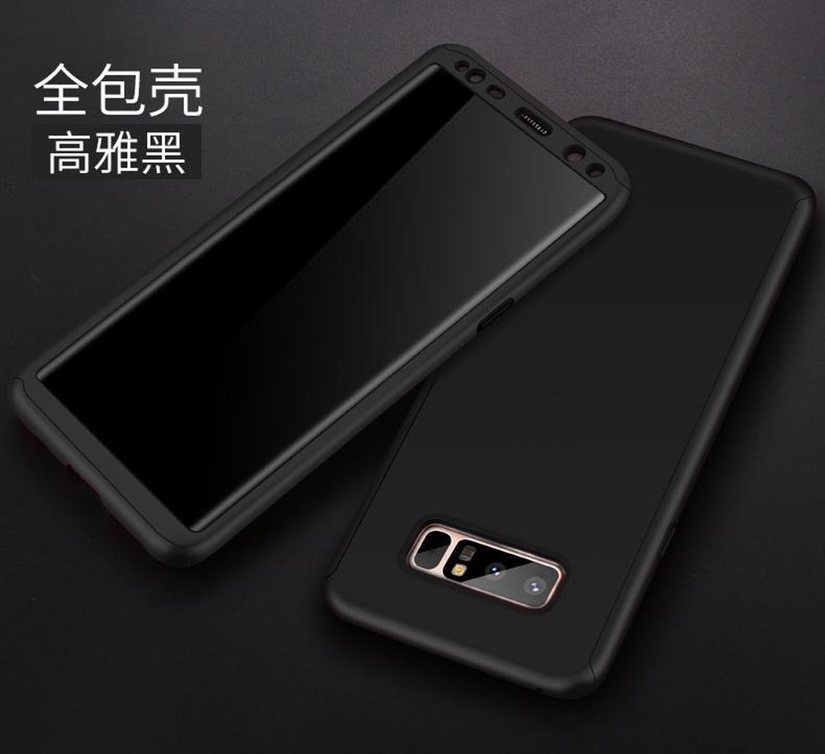 360-graden Ultra Slim Frosting Beschermhoesje Set voor Galaxy Note 9 _ Zwart