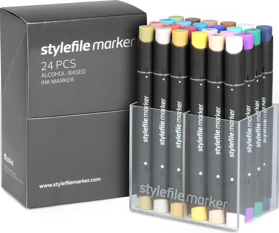 Millimeter Dwars zitten de eerste Stylefile Twin Marker 24 Main B Set - Hoge kwaliteit stiften, ideaal voor  designers,... | bol.com
