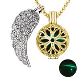 Quiges Engelenroeper 18mm Bolhouder met Ketting 90cm en Bolletje - Dames - Goudkleurig Bloem - EBS18148
