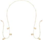 Zonnebrilkoordje - Ketting en 3 muntjes goudkleurig