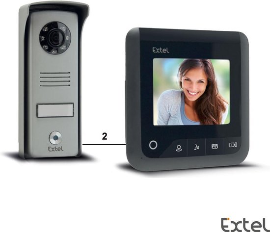 Deurbel met camera, 2 draads, 4,3″ scherm | Extel Look | Zwart - Doorsafe  8121 | bol.com
