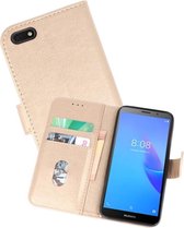 Huawei Y5 Lite 2018 Hoesje Kaarthouder Book Case Telefoonhoesje Goud